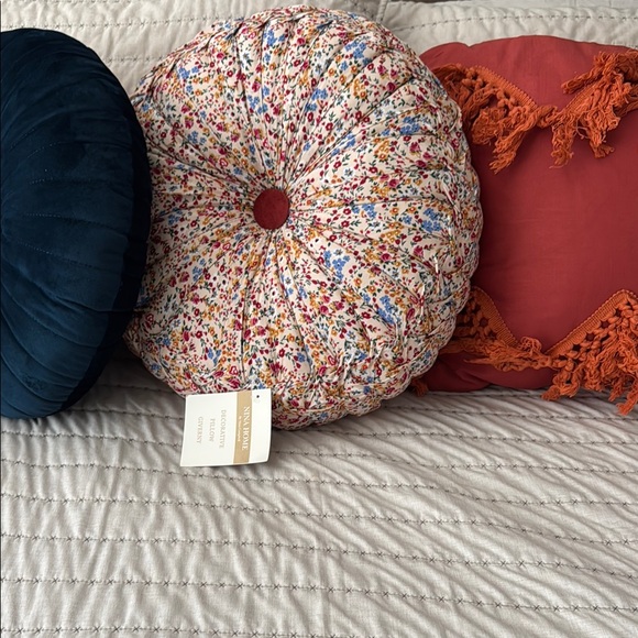 Nina Floral Multicolor Round Pillow - Picture 3 of 4